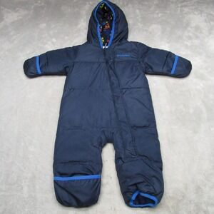 Columbia Snuggly Bunny Down Bunting 6-12 Months Blue Insulated Hooded Snowsuit